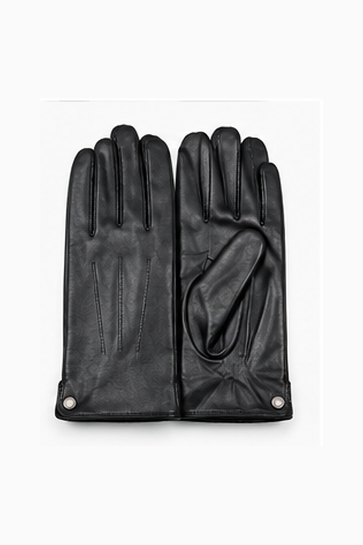 Herren Handschuhe in Schwarz mit Druckknopf-Detail