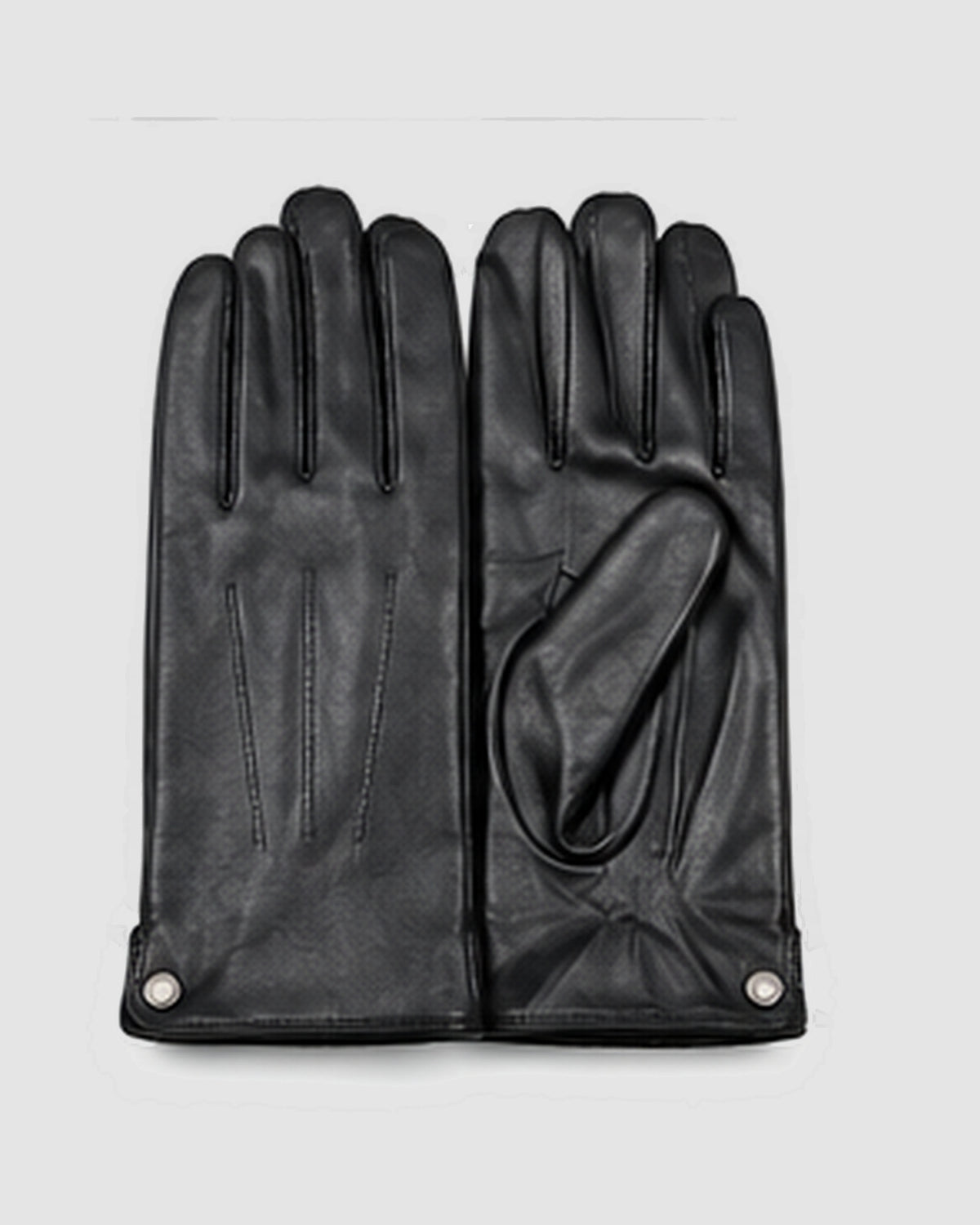 Herren Handschuhe mit Druckknopf-Detail – Schwarz, Bild 2