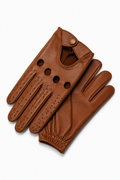 Braune perforierte Vollfinger-Fahrerhandschuhe