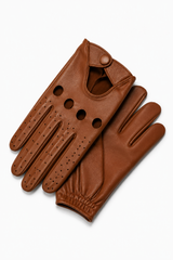 Braune perforierte Vollfinger-Fahrerhandschuhe