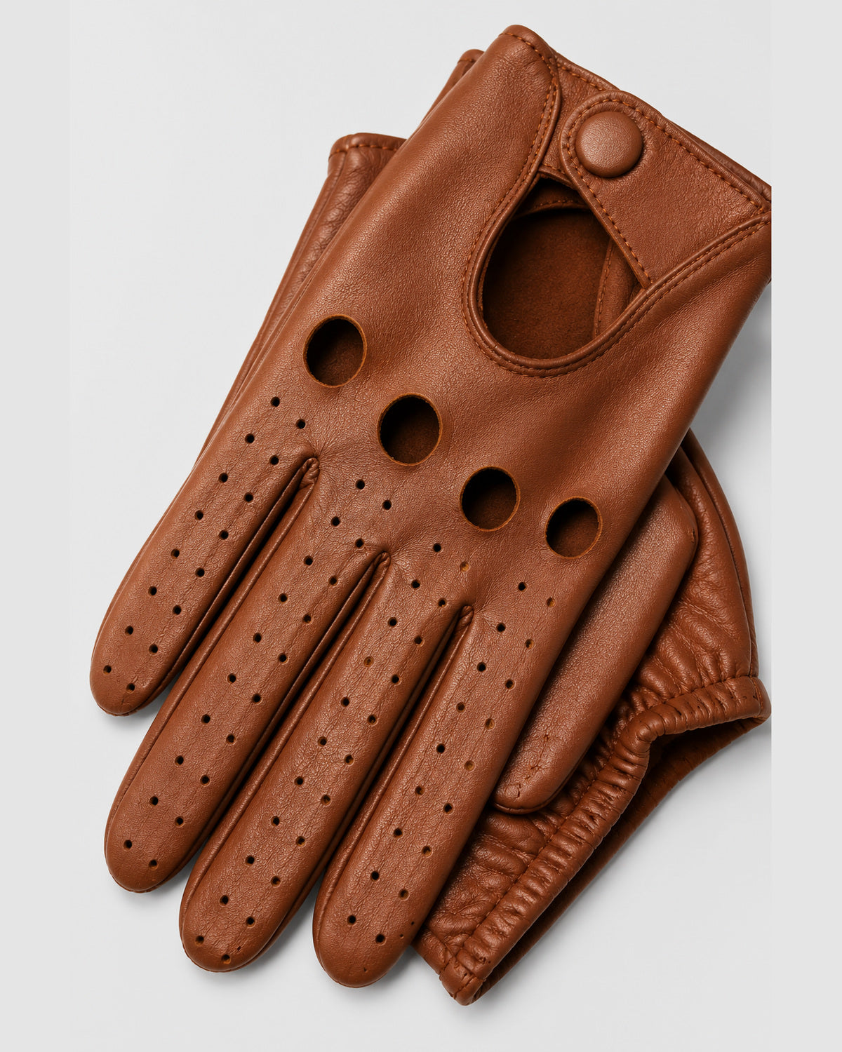 Herren Fahrerhandschuhe perforiert, Vollfinger – Braun, Bild 2