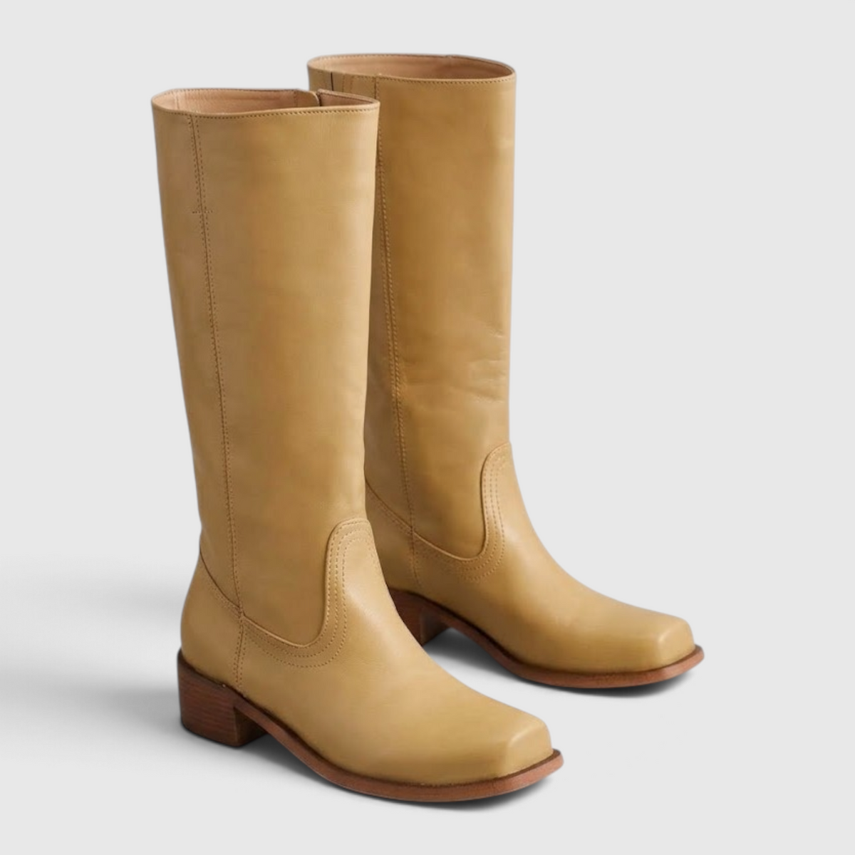 Women's Knee-High Leather Boots with Heel