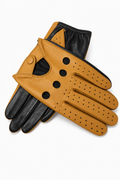 Camel-schwarze perforierte Vollfinger-Fahrerhandschuhe