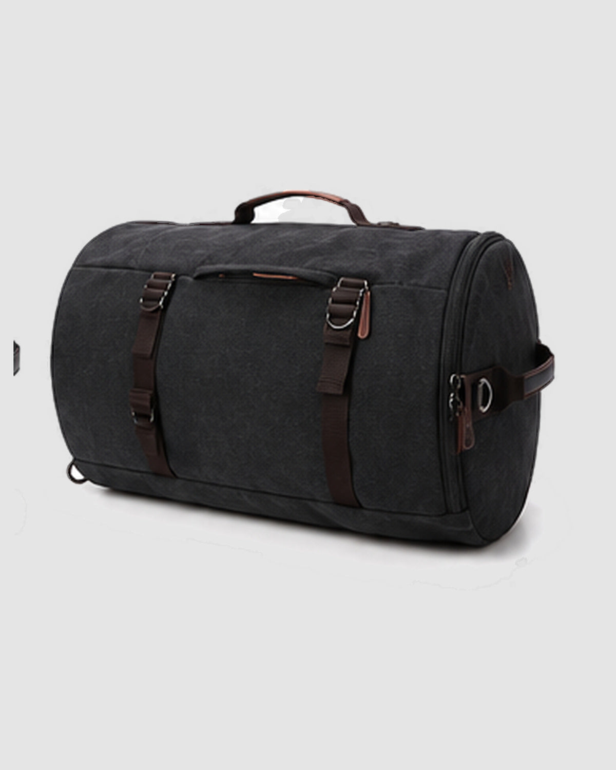 Herren Reisetasche aus Canvas, auch als Rucksack – Schwarz, Bild 2