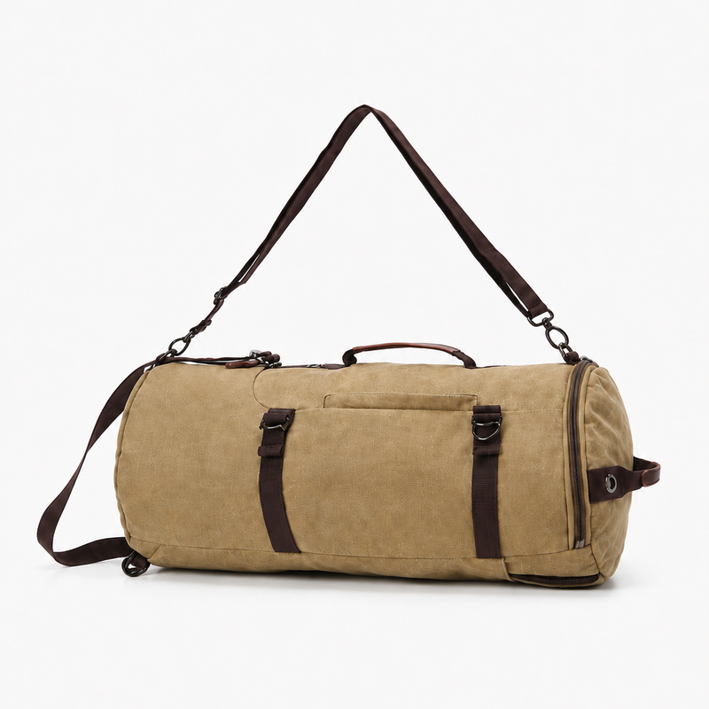 Convertible Canvas-Reisetasche und Rucksack – Khaki