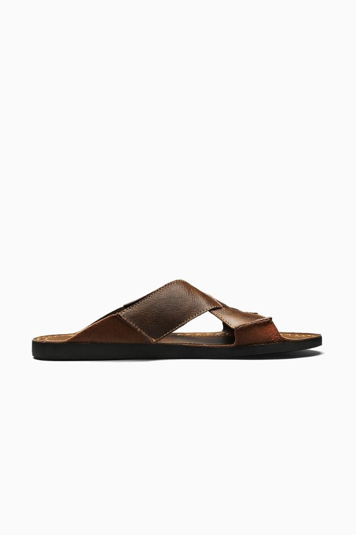 Herresandaler i Brun Læder - Krydsrem Design for Sommer - - Sko