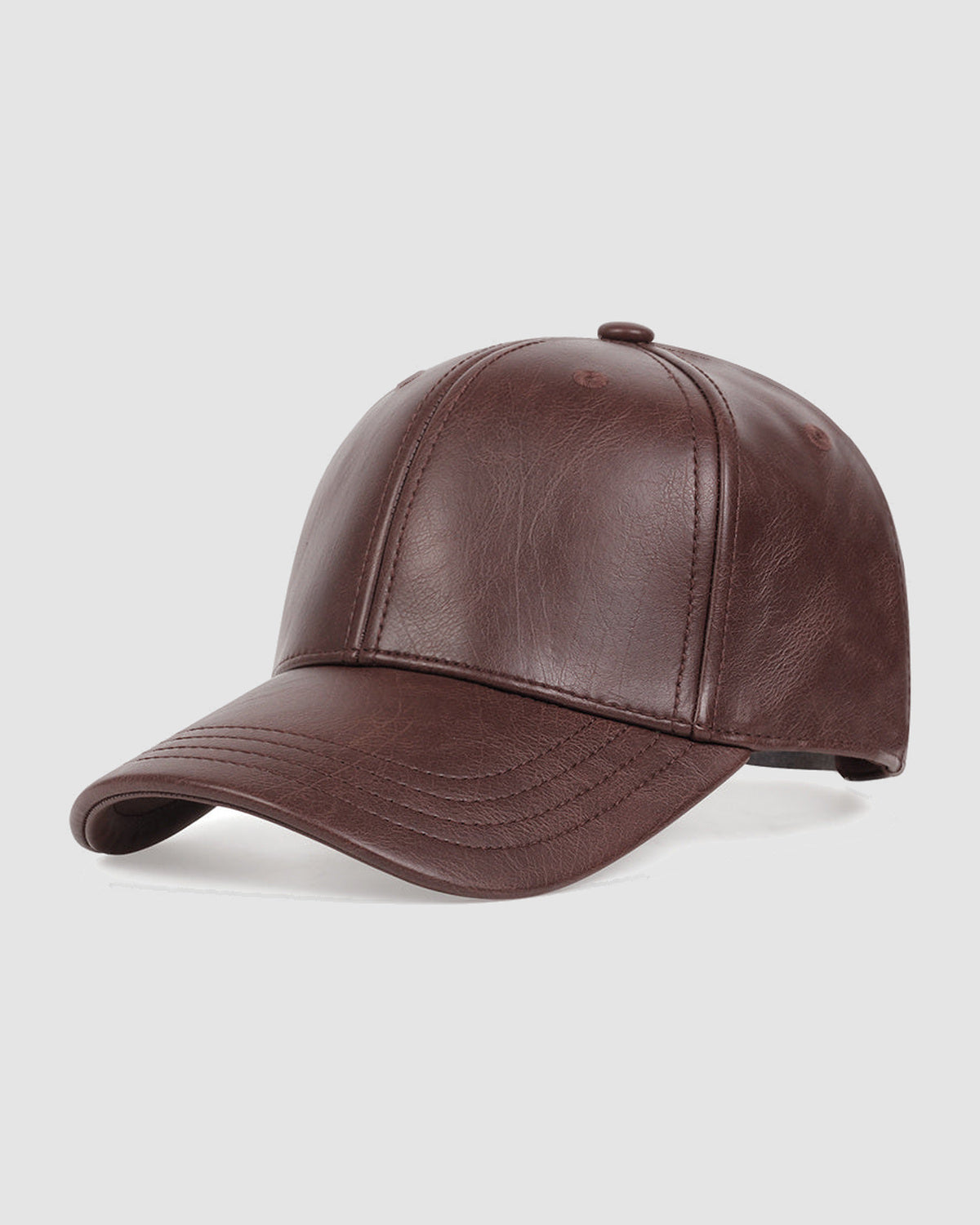 Herren Baseball Cap aus Kunstleder, elegant – Dunkelbraun – Ansicht 5