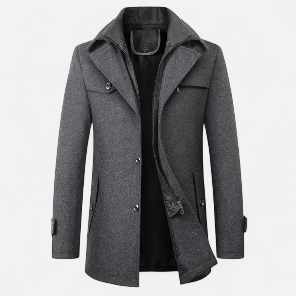 Herren Trenchcoat Wolle mit Doppelkragen