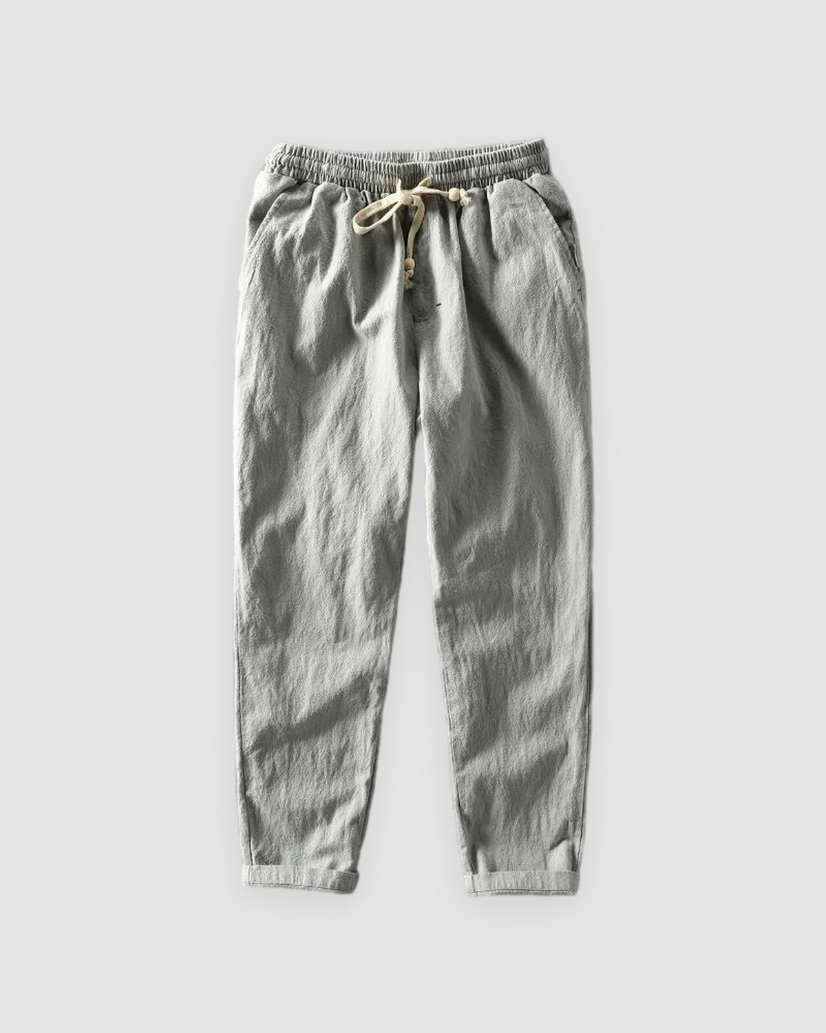 Herren Leinenhose mit lockerer Passform in Hellgrau