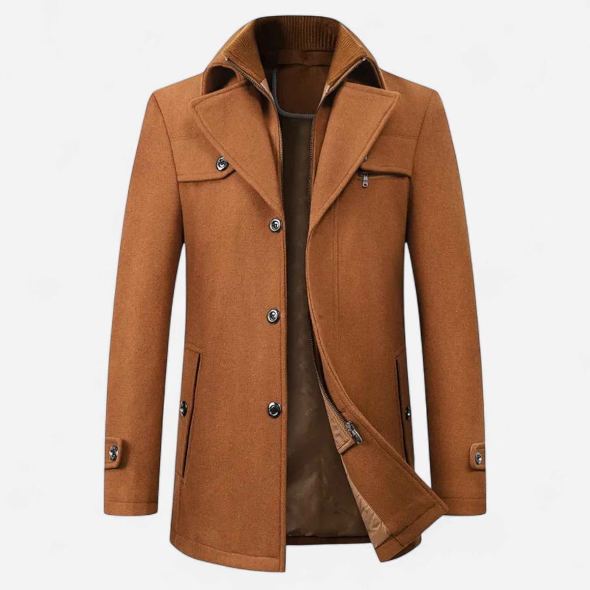 Herren Trenchcoat Wolle mit Doppelkragen