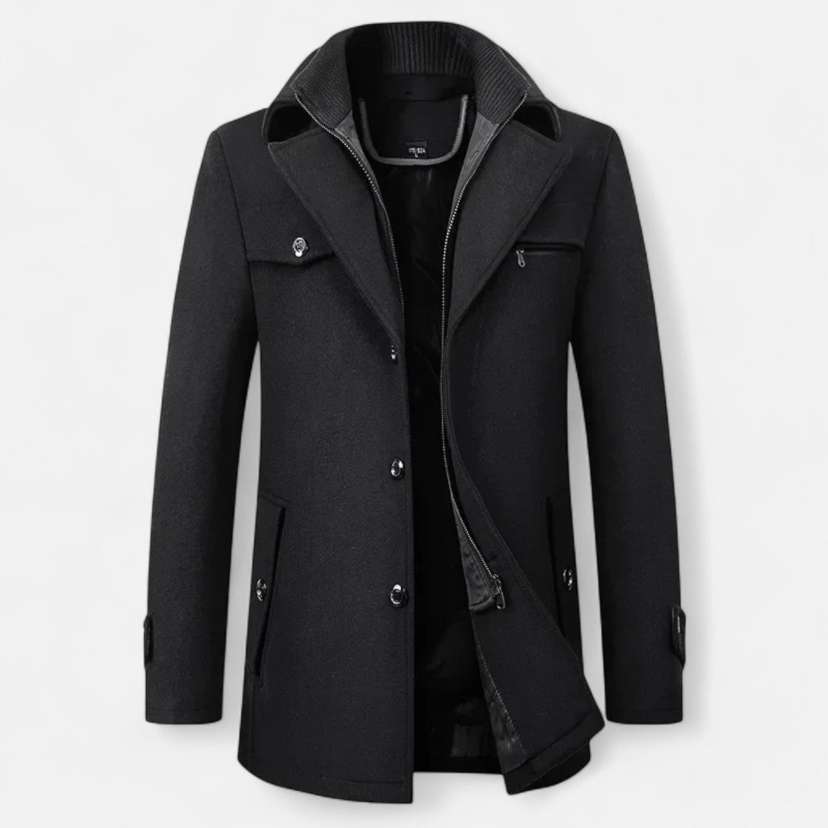 Herren Trenchcoat Wolle mit Doppelkragen