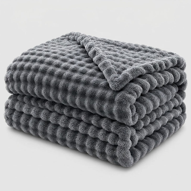 Strukturierte Korallenfleece-Kuscheldecke für Sofa und Bett