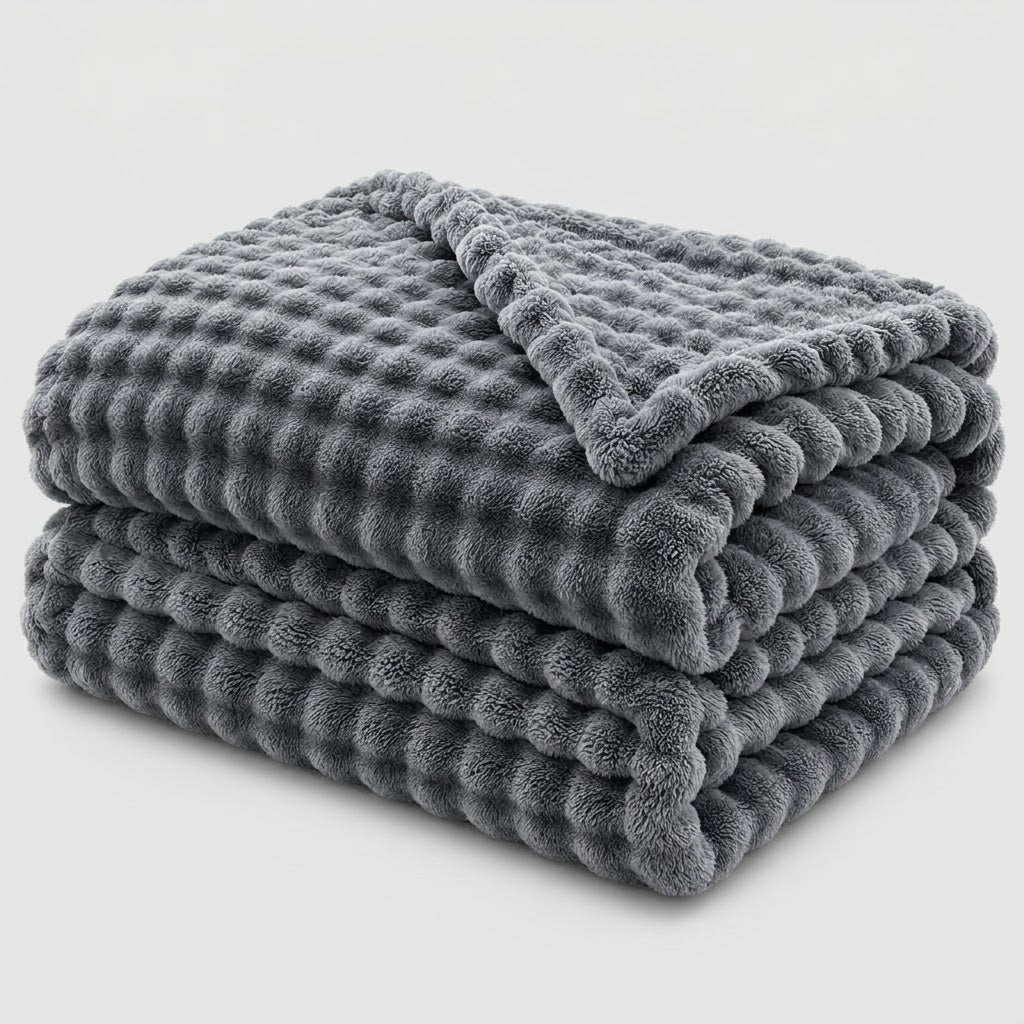 Strukturierte Korallenfleece-Kuscheldecke für Sofa und Bett