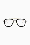 Herren Brille Eckig UV400 – Gold / Klare Gläser