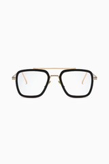 Herren Brille Eckig UV400 – Gold / Klare Gläser
