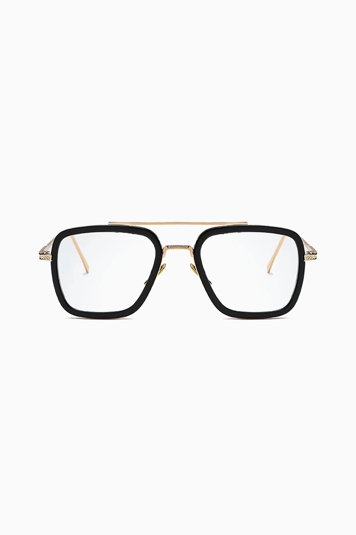 Herren Brille Eckig UV400 – Gold / Klare Gläser