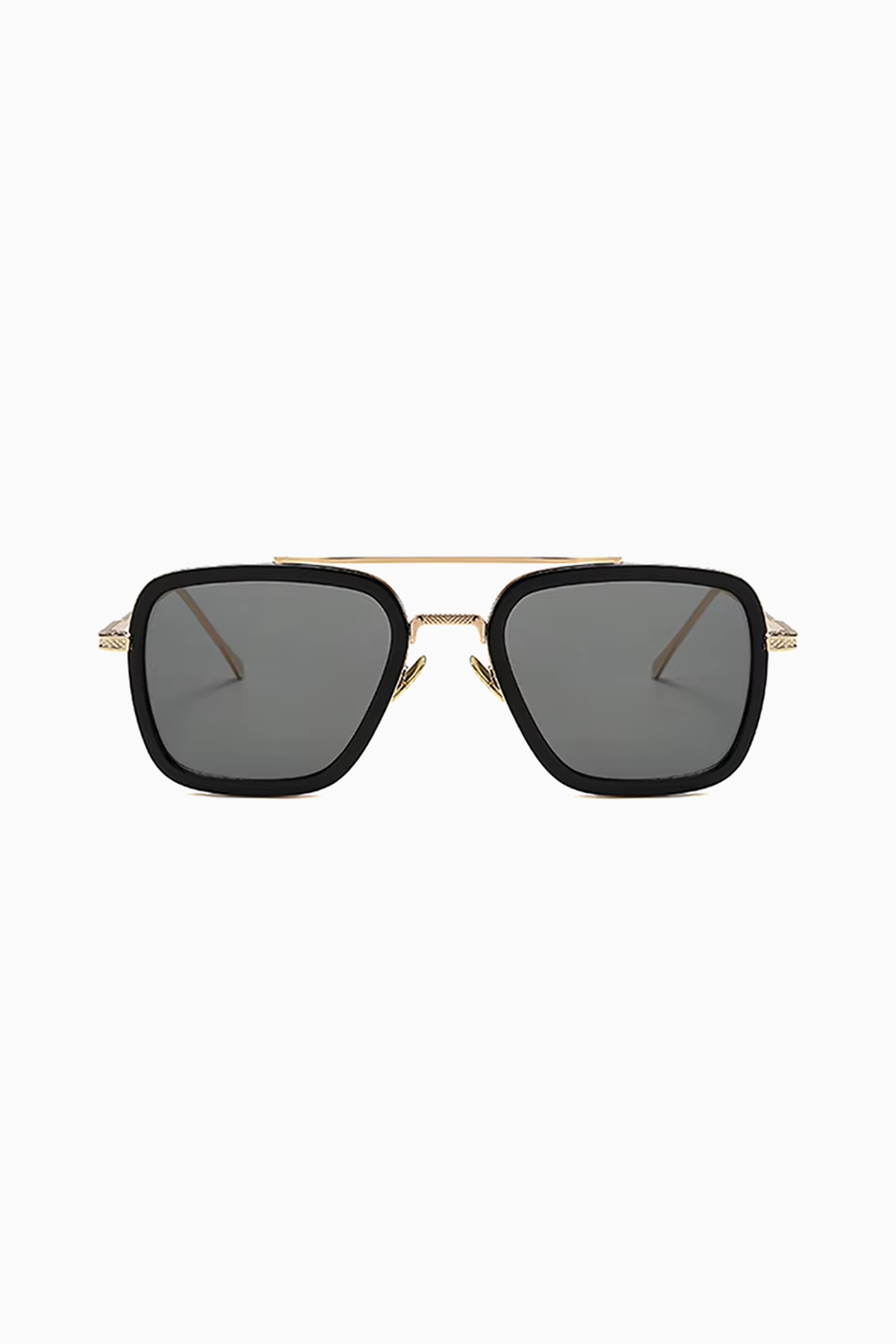 Herren Sonnenbrille Eckig UV400 – Gold / Graue Gläser