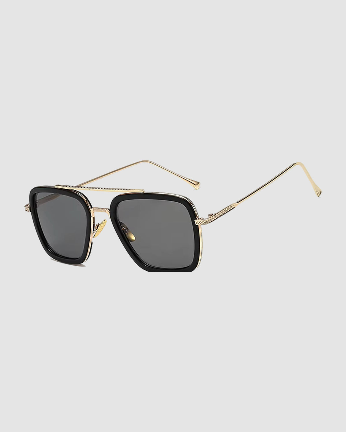 Herren Sonnenbrille eckig UV400 – Gold, graue Gläser, Bild 2