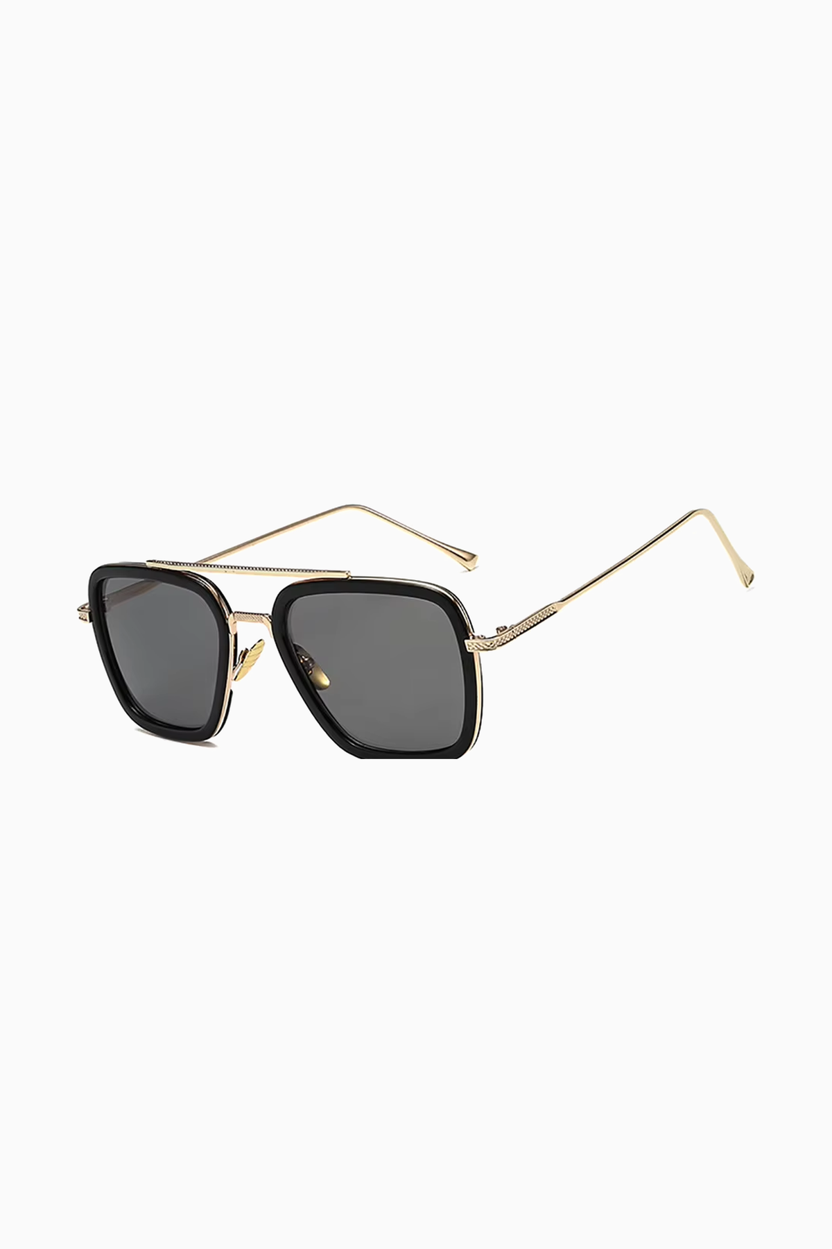 Herren Sonnenbrille Eckig UV400 – Gold / Graue Gläser