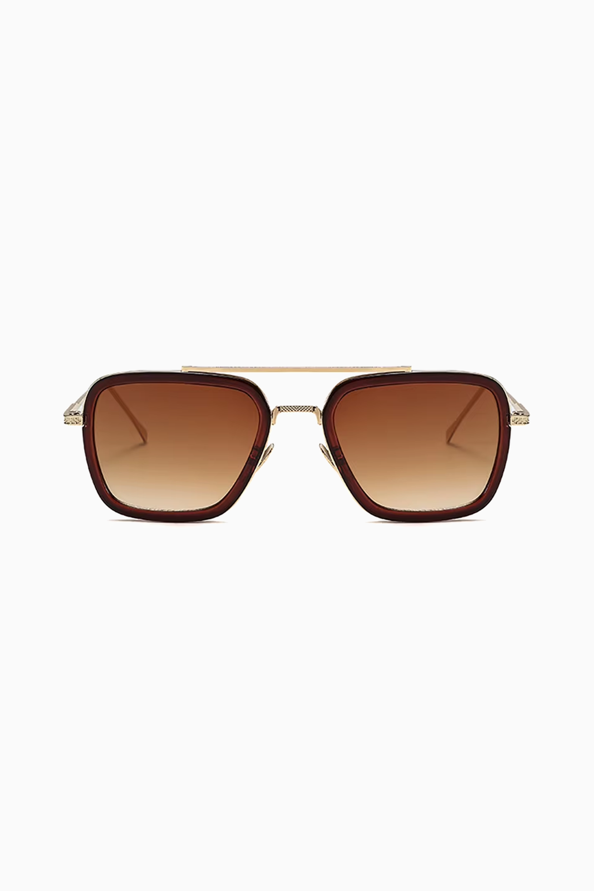Herren Sonnenbrille Eckig UV400 – Gold / Teebraune Gläser