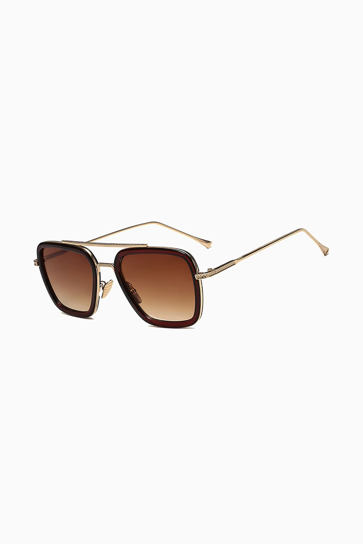 Herren Sonnenbrille Eckig UV400 – Gold / Teebraune Gläser