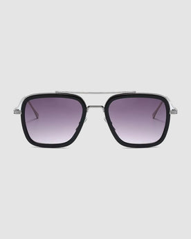 Herren Sonnenbrille eckig UV400 – Silber, graue Verlaufsgläser, Bild 1