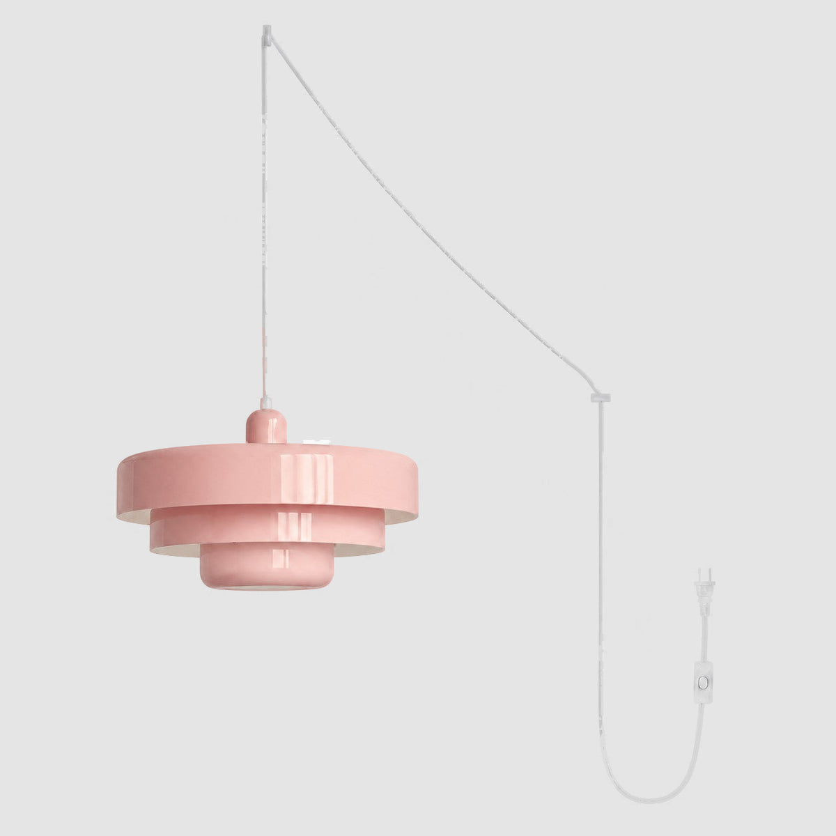 Steckdosen-Pendelleuchte im Retro-Bauhaus-Stil, mehrfarbig – Rosa – Ansicht 16