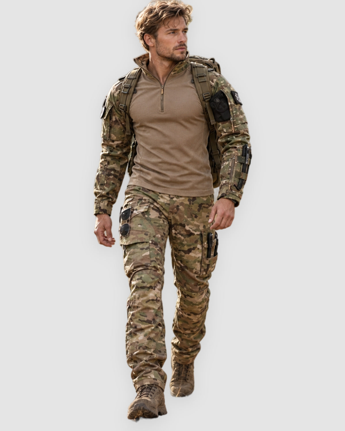 Herren Outdoor-Set mit Longsleeve und Cargohose im Militärstil, Bild 3