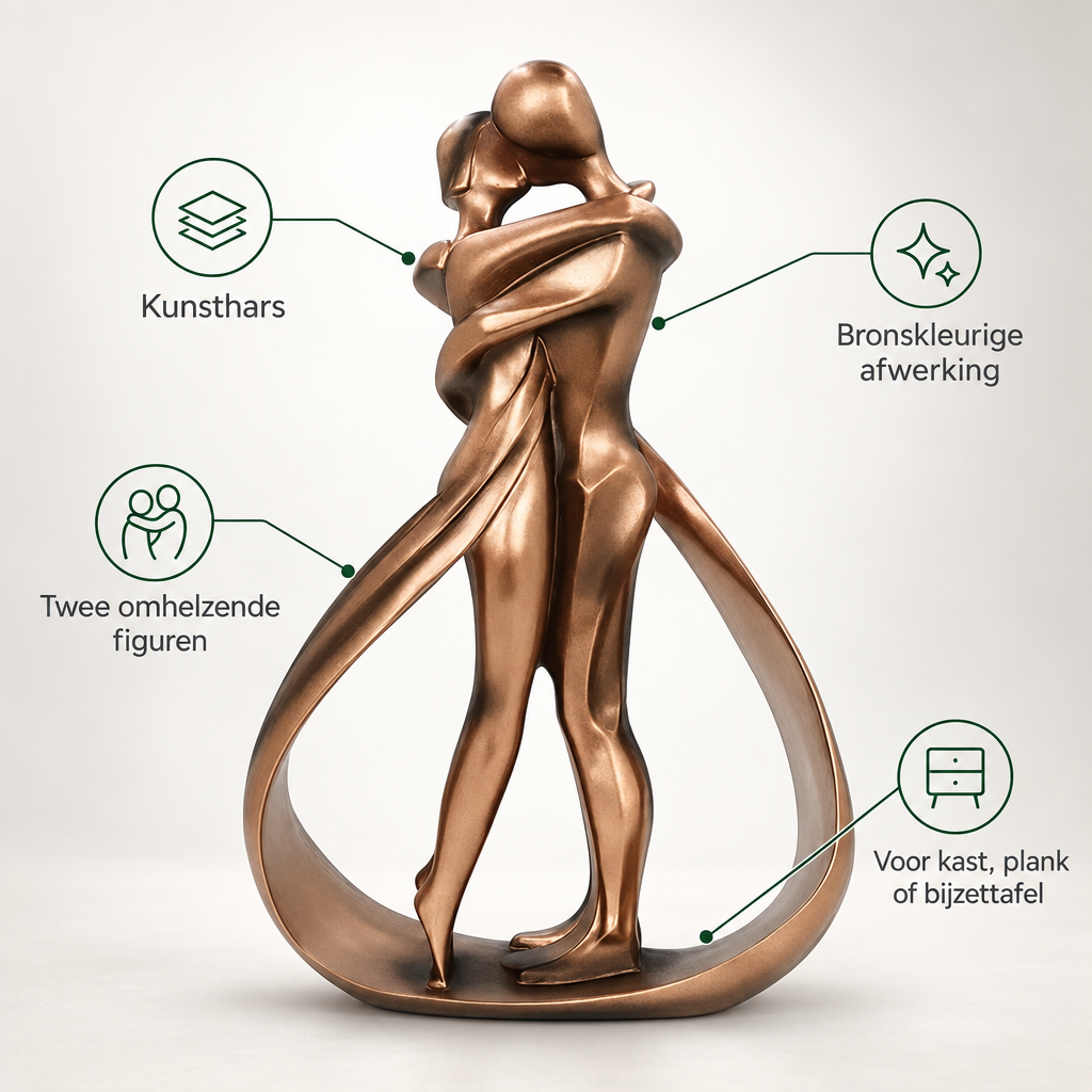 Umarmendes Paar Skulptur - Bronzefarbene Kunstharz-Deko