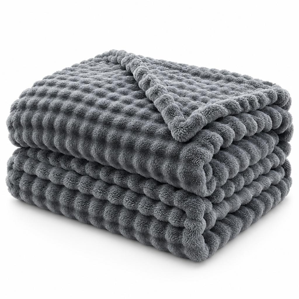 Strukturierte Korallenfleece-Kuscheldecke für Sofa und Bett
