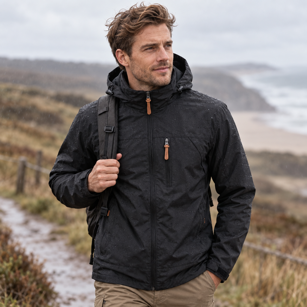 Herren Wasserdichte Winddichte Wanderjacke – Mehrere Reißverschlusstaschen
