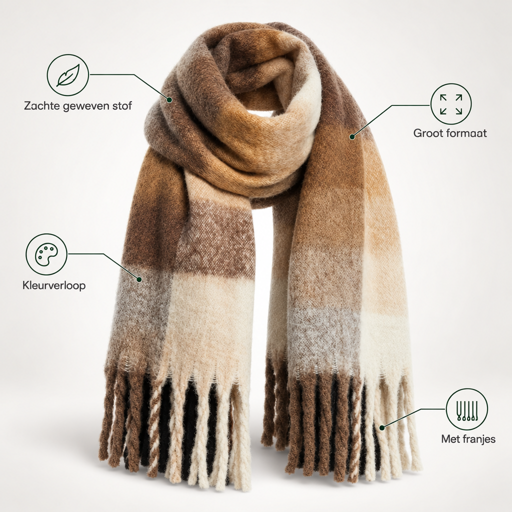 Damen Übergroßer Winterschal mit Farbverlauf und Fransen