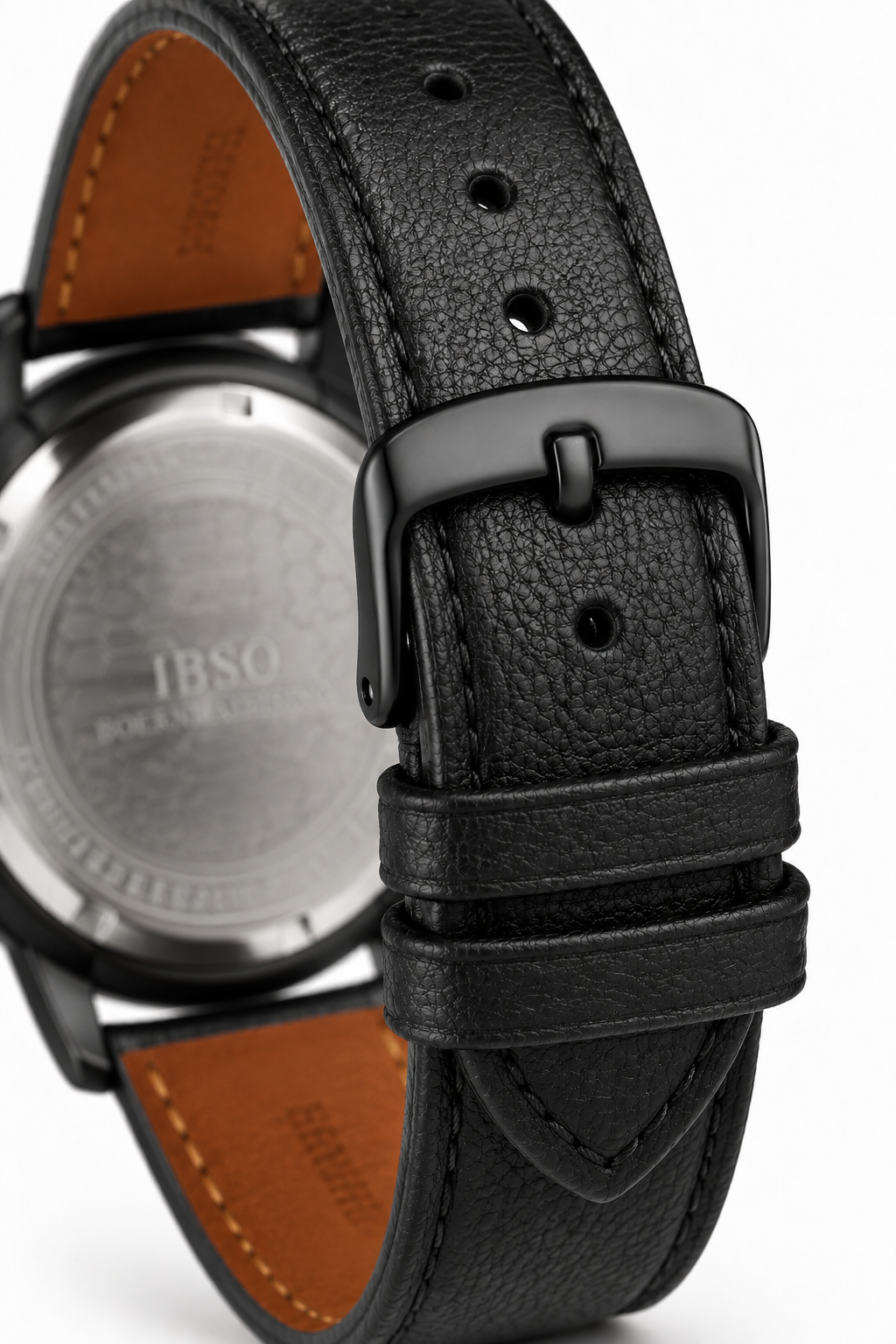 Herren-Quarzuhr – Schwarzes Gehäuse, schwarzes Zifferblatt und schwarzes Lederarmband