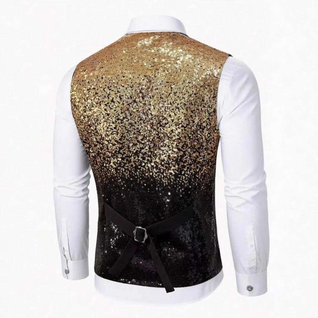 Herren Glitzer-Weste mit Satin-Revers