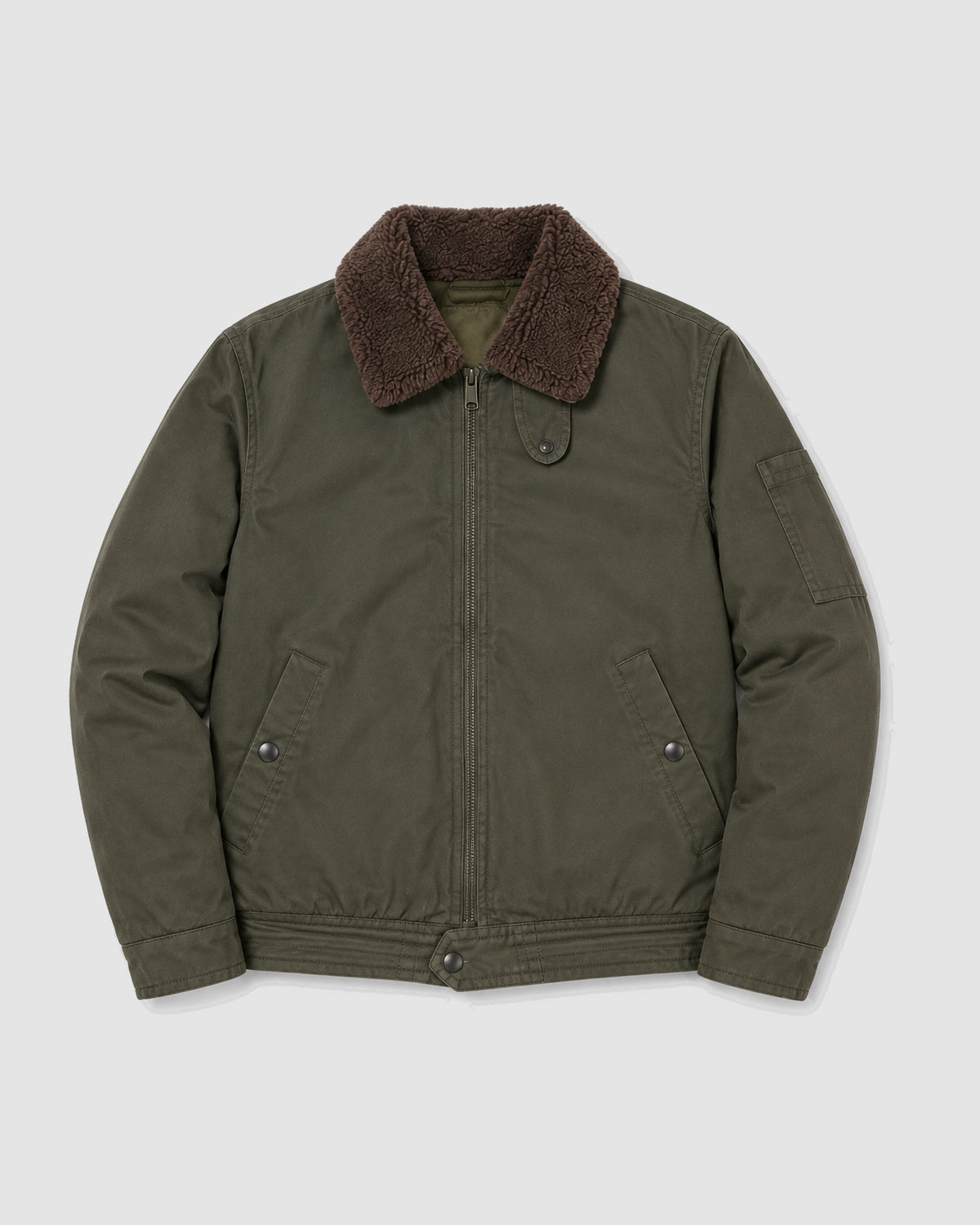 Herren Jacke mit Sherpa-Kragen, Jungle Cloth – Armeegrün