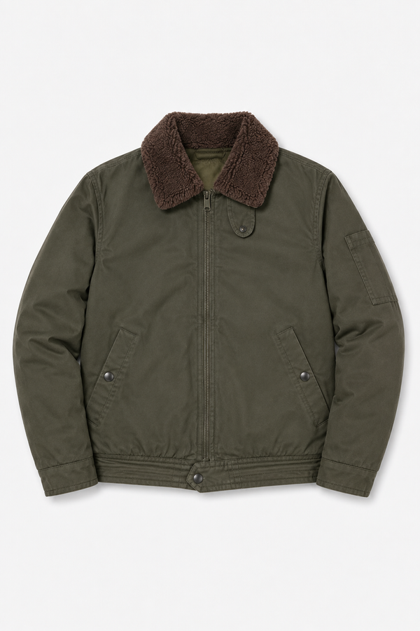 Herren Jungle-Cloth-Jacke mit Sherpa-Kragen – Armeegrün
