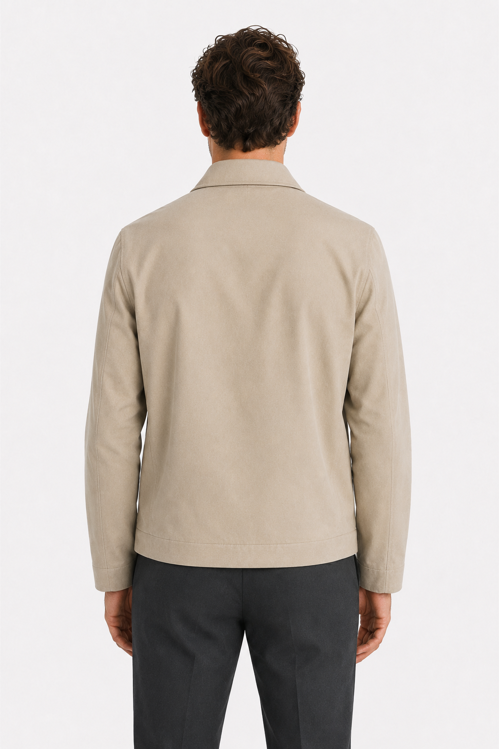 Herren-Übergangsjacke mit Reißverschluss, klassischem Kragen und lockerer Passform