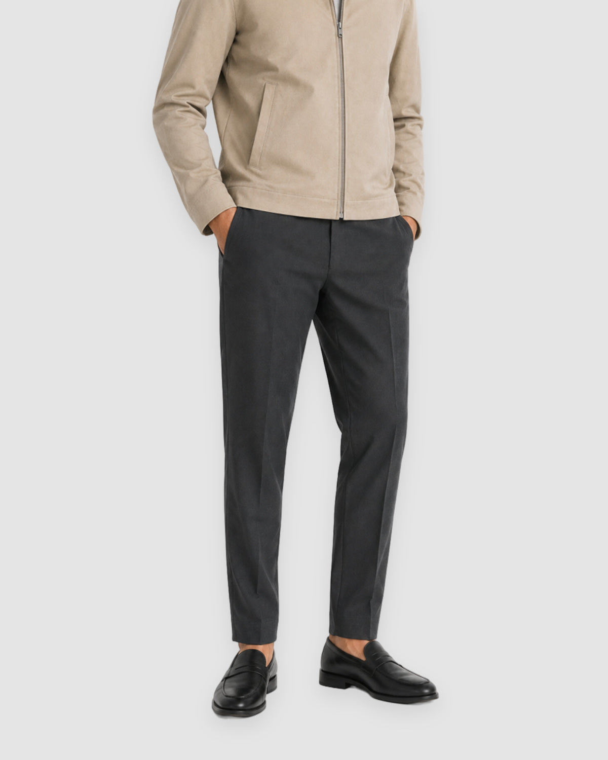 Herren Übergangsjacke mit Reißverschluss und Kragen – Beige, Bild 7
