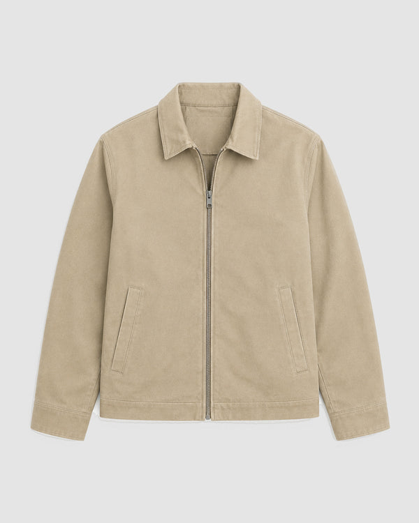 Herren Übergangsjacke mit Reißverschluss und Kragen – Beige