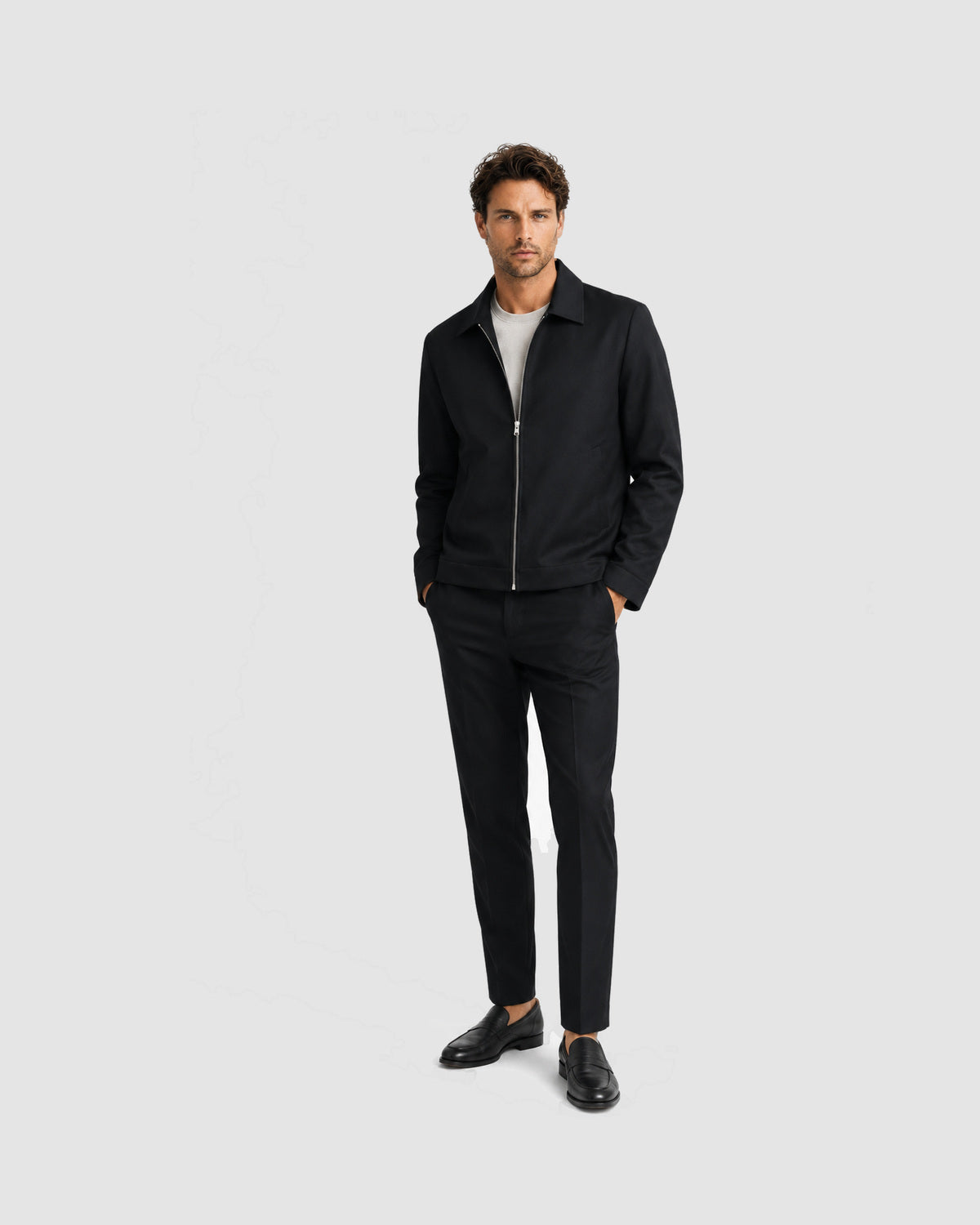Herren Übergangsjacke mit Kragen – Schwarz, Bild 3