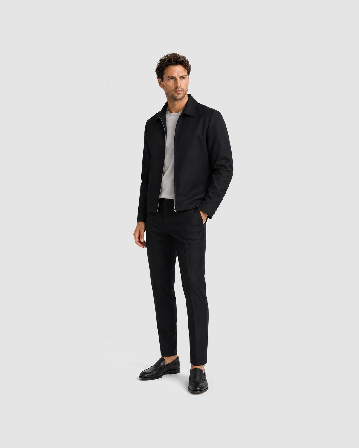 Herren Übergangsjacke mit Kragen – Schwarz, Bild 8