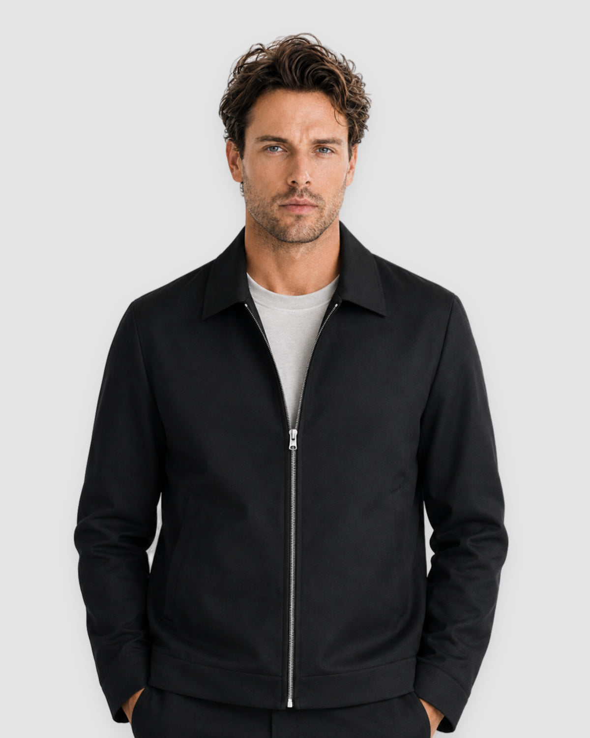 Herren Übergangsjacke mit Kragen – Schwarz, Bild 4