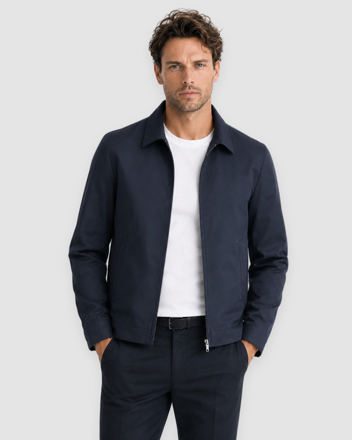 Herren Übergangsjacke mit Kragen – Dunkelblau, Bild 2