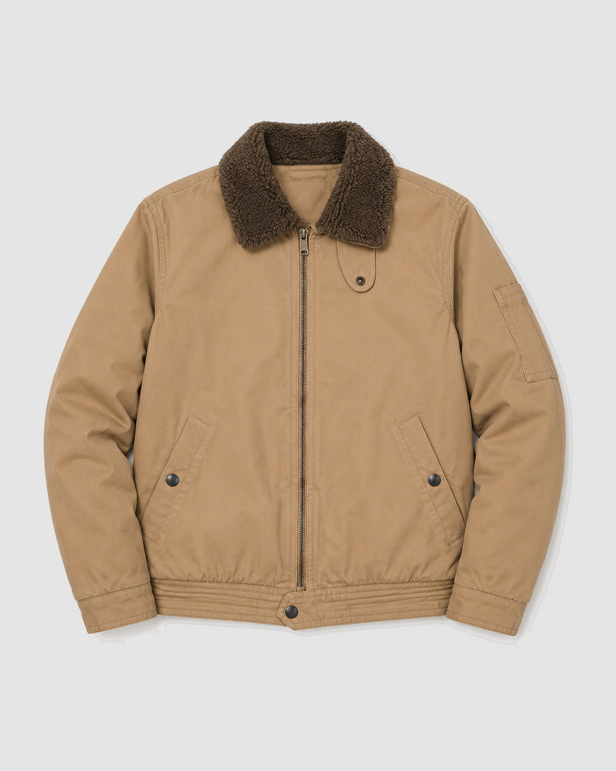 Herren Jacke mit Sherpa-Kragen, Jungle Cloth – Khaki