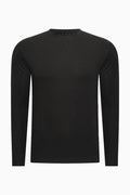 Longsleeve Herren Baumwolle Rundhals Onyx Black