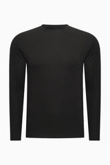 Longsleeve Herren Baumwolle Rundhals Onyx Black