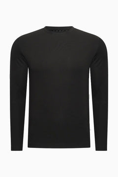Longsleeve Herren Baumwolle Rundhals Onyx Black