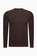Longsleeve Herren Baumwolle Rundhals Rich Espresso