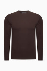 Longsleeve Herren Baumwolle Rundhals Rich Espresso