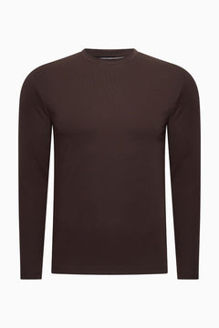 Longsleeve Herren Baumwolle Rundhals Rich Espresso